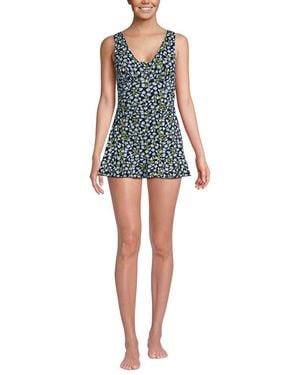 Lands' End Slendersuit Grecian Mini Swim Dress - Blue
