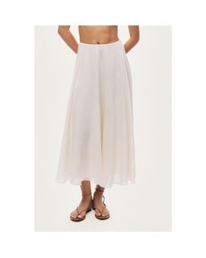 Nocturne Flowy High-Waisted Midi Skirt - White