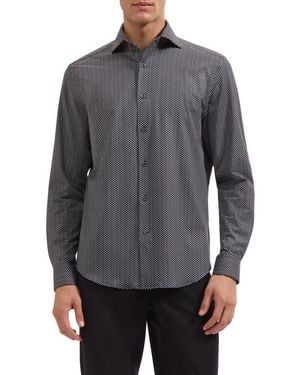 Bugatchi Devon Ooohcotton Microprint Button-Up Shirt - Gray