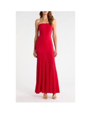 Line & Dot Arlo Strapless Stretch Cotton Tube Dress - Red