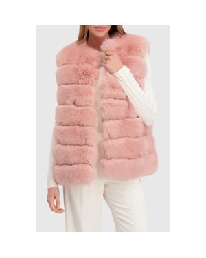 Lyla Grant Fur-Free Fox (Faux Fur) Horizontal Vest - Pink