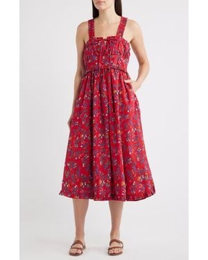 MILLE Calla Floral Cotton Sundress - Red
