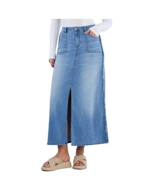 Wash Lab Denim Braided Denim Maxi Skirt - Blue