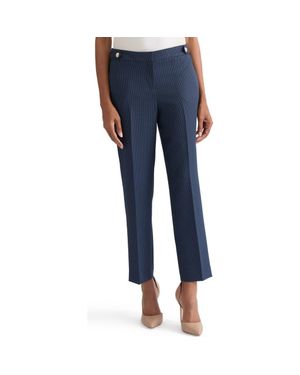 Kasper Lily Mini Check Tapered Pants - Blue