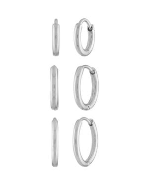 BEN ONI Set Of 3 Huggie Hoops - White