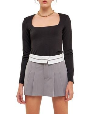 Grey Lab Square Neck Bodysuit - Black