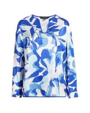 Ming Wang Split Sleeve Crêpe De Chine Blouse - Blue