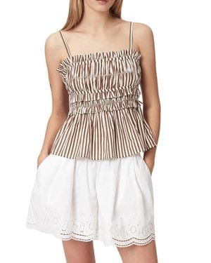 AllSaints Kali Stripe Smocked Cotton Peplum Tank - White