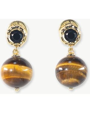 Classicharms Morgan Tiger's Eye Beaded Earrings - Metallic