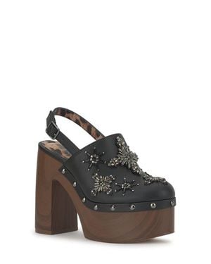 Jessica Simpson Cazea Crystal Embellished Slingback Platform Sandal - Black