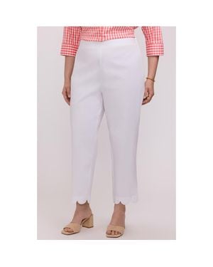 Foxcroft Elaine Scallop Hem Cotton Blend Crop Pants - Pink
