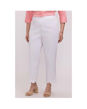 Foxcroft Elaine Scallop Hem Cotton Blend Crop Pants - Pink