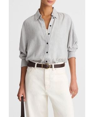 Madewell Heathered Flannel Dolman Sleeve Button-Up Shirt - White