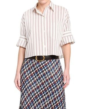 Twp Next Stripe Cotton & Silk Button-Up Shirt - White