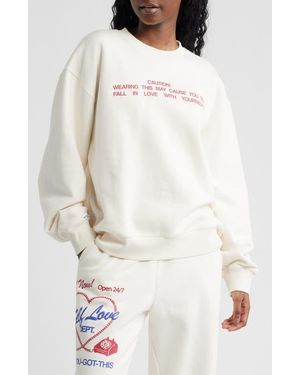The Mayfair Group Self Love Club Fleece Graphic Sweatshirt - White