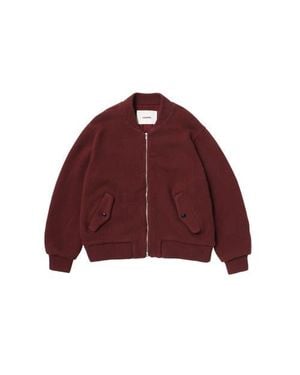 vowels Handstitch Knitted Bomber Jacket - Red
