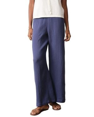 Marine Layer Isla Double Cloth Wide Leg Pants - Blue