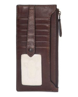 Frye Slim Leather Snap Card Wallet - Brown