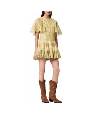 AllSaints Yanna Paisley Floral Tiered Minidress - Yellow