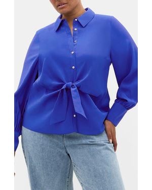 City Chic Isabella Tie Front Shirt - Blue