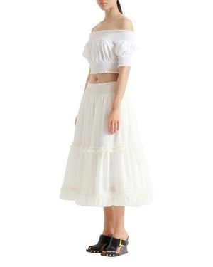 Balmain Long Gathered Skirt - White