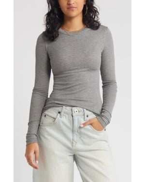 BP. Ribbed Long Sleeve T-shirt - Blue