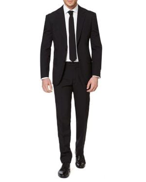 Opposuits Knight Slim Fit Two-Piece Suit & Tie Set - Black