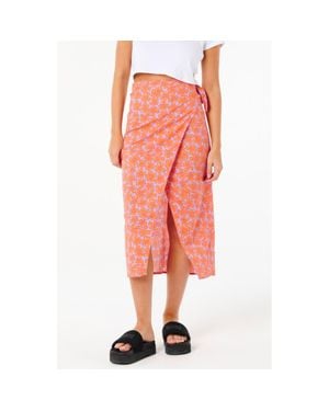 Rip Curl Neon Isles Midi Wrap Skirt - Red