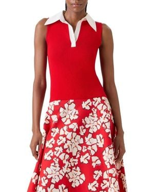 Akris Punto Fitted Colorblock Virgin Merino Wool Polo Sweater Vest - Red