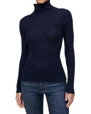 DL1961 Turtleneck Cotton & Cashmere Rib Sweater - Blue