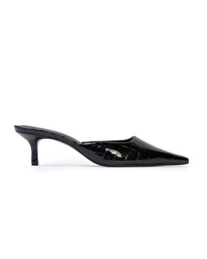 Black Suede Studio Riley 50 Croc Pump - Black