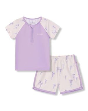 Milkbarn Zipper Top And Swim Trunks - Purple