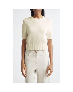 Toccin Elsie Short Sleeve Wool & Cashmere Sweater - Natural