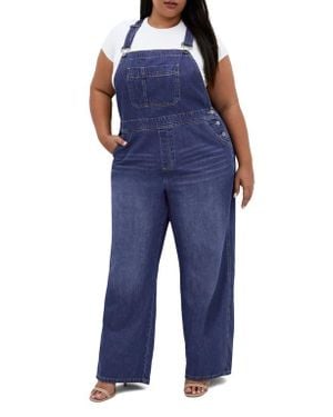 City Chic Straight Leg Overalls - Blue