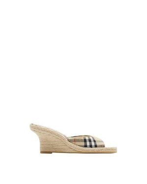 Burberry Check Mews Espadrille Mules - White