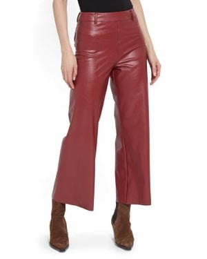Lyssé High Waist Faux Leather Wide Leg Pants - Red