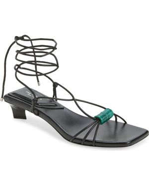 Rag & Bone Liv Ankle Wrap Kitten Heel Sandal - Metallic