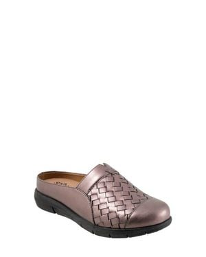 Softwalk Woven Leather Cushioned Arch Support Mule - Brown