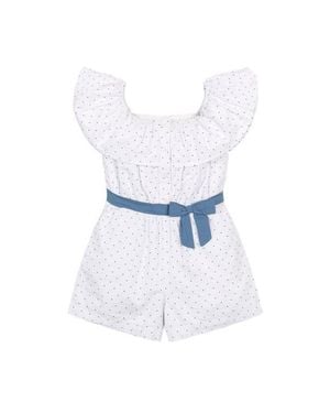 Hope & Henry Kids' Organic Ruffle Collar Button Front Seersucker Romper - White