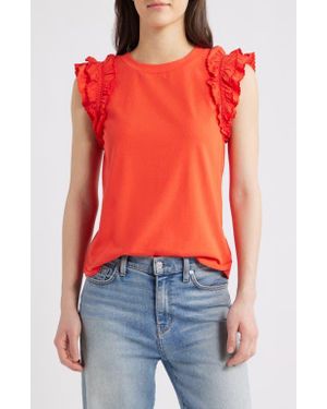 Wit & Wisdom Ruffle Sleeve Top - Red