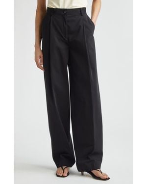 TOTEME Single Pleat Organic Cotton Pants - Black