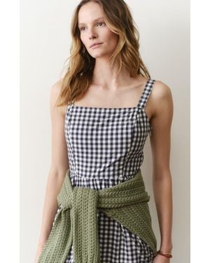 Marine Layer Demi Gingham Pima Cotton Poplin Midi Dress - Multicolor
