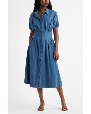 Caslon Short Dolman Sleeve Denim Shirt Dress - Blue