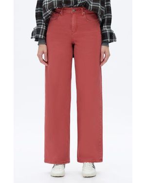 Bayeas Flora High Rise Straight Jeans - Red