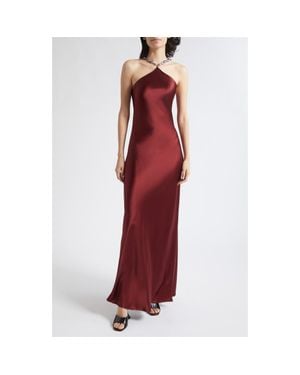 STAUD Cadence Halter Neck Gown - Red