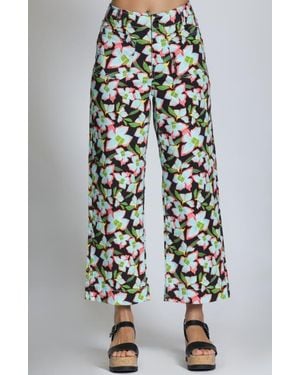 Apny Print Wide Leg Ankle Jeans - White