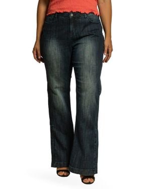 Standards & Practices High Waist Slit Hem Wide Leg Jeans - Multicolor