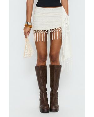 Princess Polly Winita Macrame Tassel Miniskirt - Natural