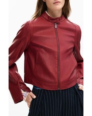 Desigual Faux Leather Jacket - Red