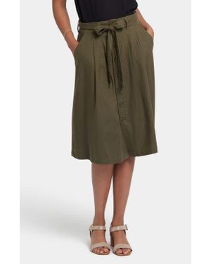 NYDJ Tie Waist Linen Blend Skirt - Green